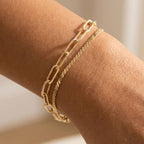 Gold Two Row Rope Chain And Oval Chain Bracelet
