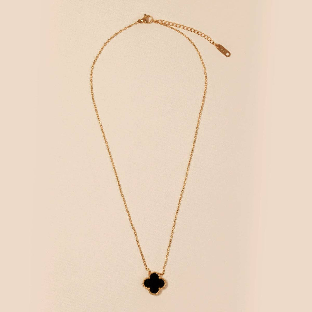 Floral Charm 18K Gold Dip Stainless Steel Necklace: White / One / B4JN001
