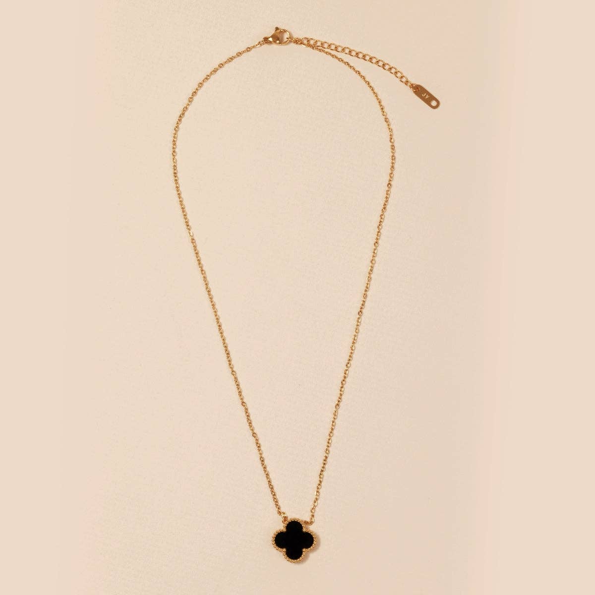 Floral Charm 18K Gold Dip Stainless Steel Necklace: White / One / B4JN001