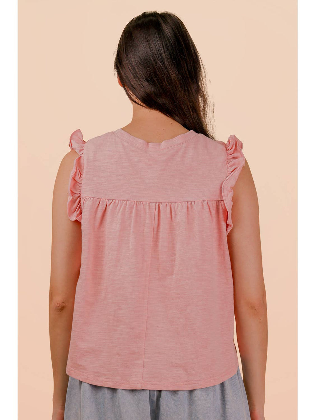 Blush Ruffle Detail Solid Knit Top