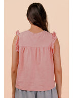 Blush Ruffle Detail Solid Knit Top