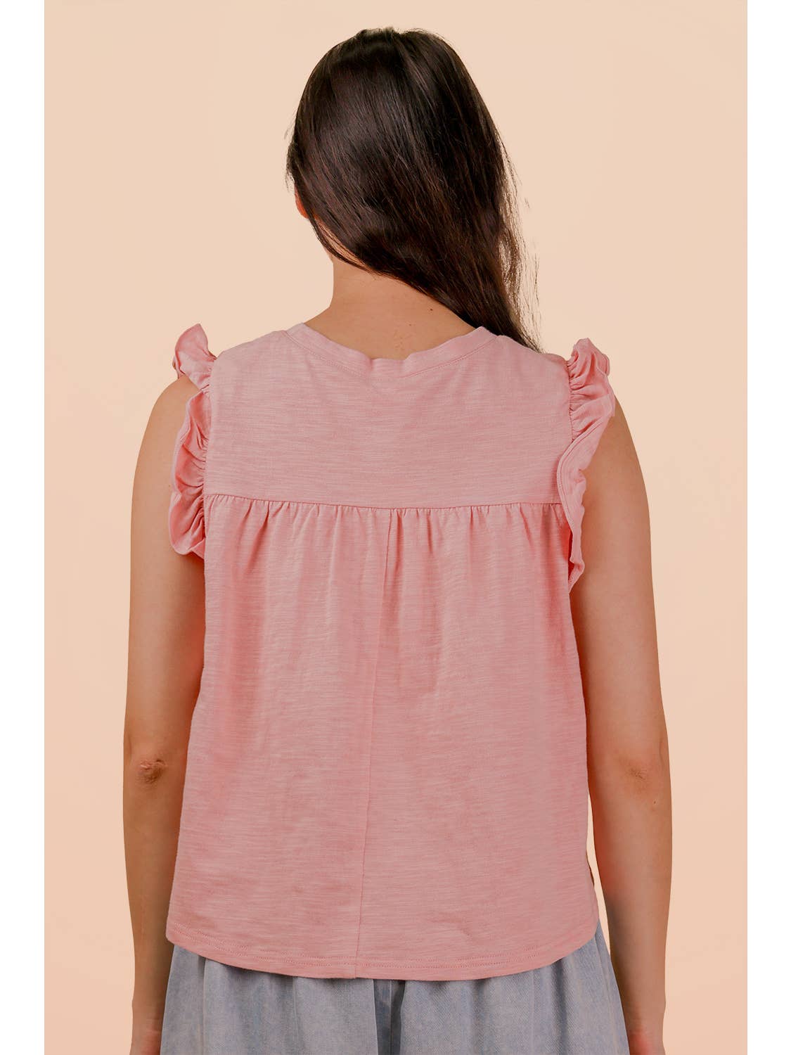Blush Ruffle Detail Solid Knit Top