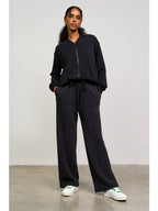 BLACK BRUSHED MODAL JACKET & PANTS SET