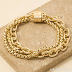 Assorted Chains Magnetic Lock Gold Plated Bracelet: GD