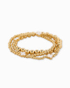 MOP Clover Stretch Beaded Bracelets, Set of 3: White