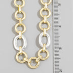 Two Tone Circle Link Chain Necklace: GS