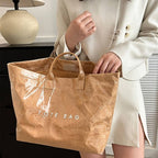 KHAKI PVC Tote Bag for Women Clear Plastic Handbag Large Work
