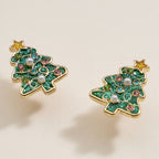 Christmas Tree Enamel Stud Earrings: Pink
