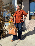 CARAMEL PUFF SLEEVE TOP