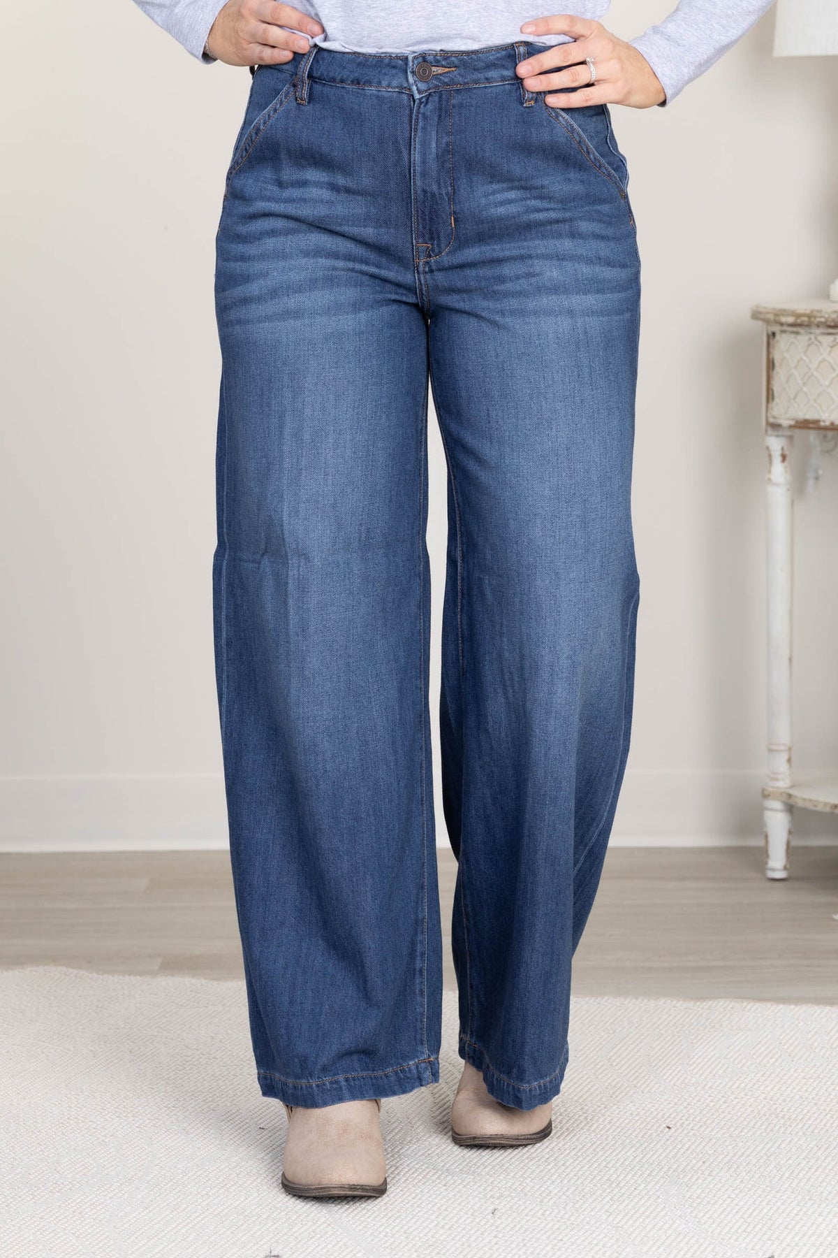 HIDDEN DARK WASH 31" INSEAM WIDE LEG TROUSER NORI
