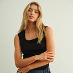 Square Neck Sleeveless Top Black