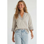 STONE Contrast Stitch Detail Popover Blouse
