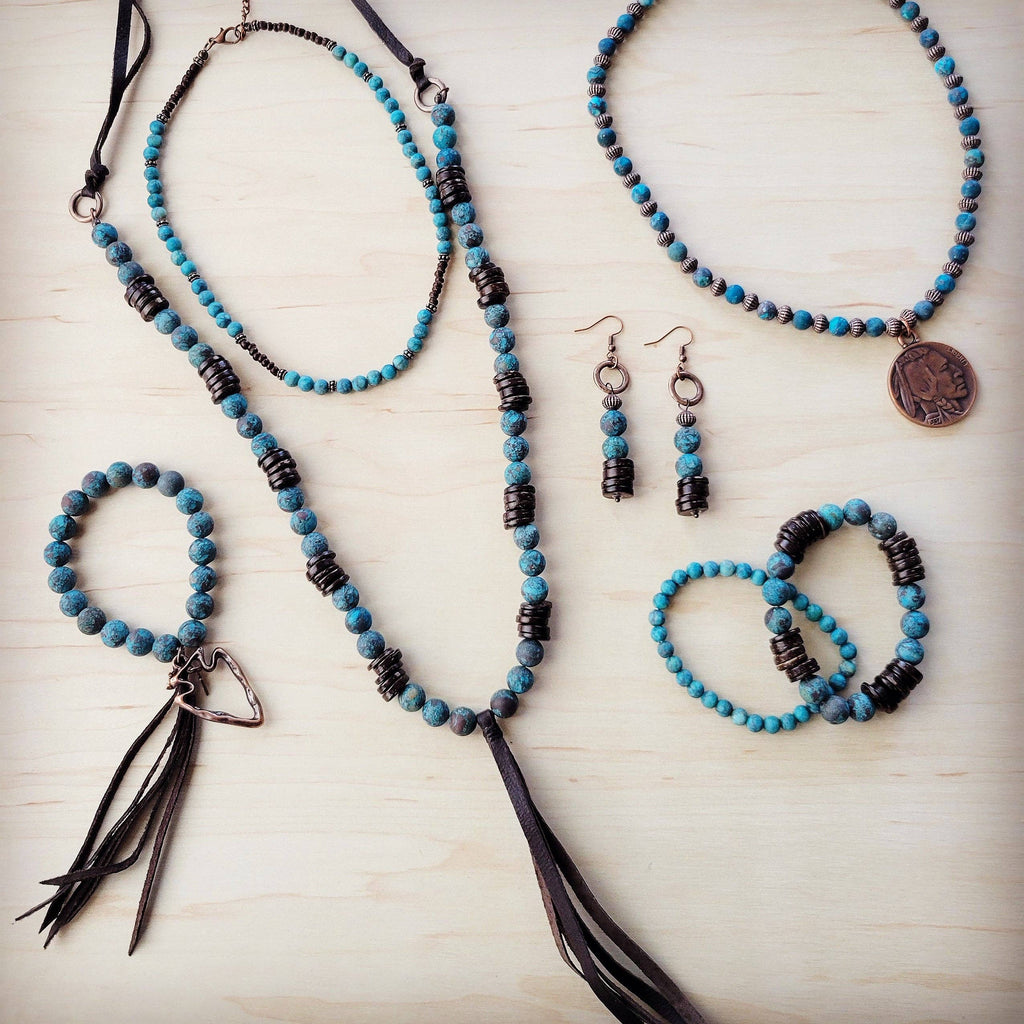 Natural American Turquoise Stretch Beaded Bracelet 811c – The Jewelry Junkie – view 2