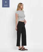PLUS SIZE HIGH RISE BLACK CROP WIDE LEG JEANS