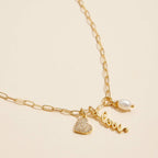 Gold Dipped Charming "Love" Pendant Necklace with Heart and Pearl Accents: Gold / One / 4DN18070