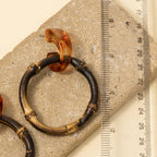 Marble Resin And Bamboo Hoop Dangle Earrings: RN