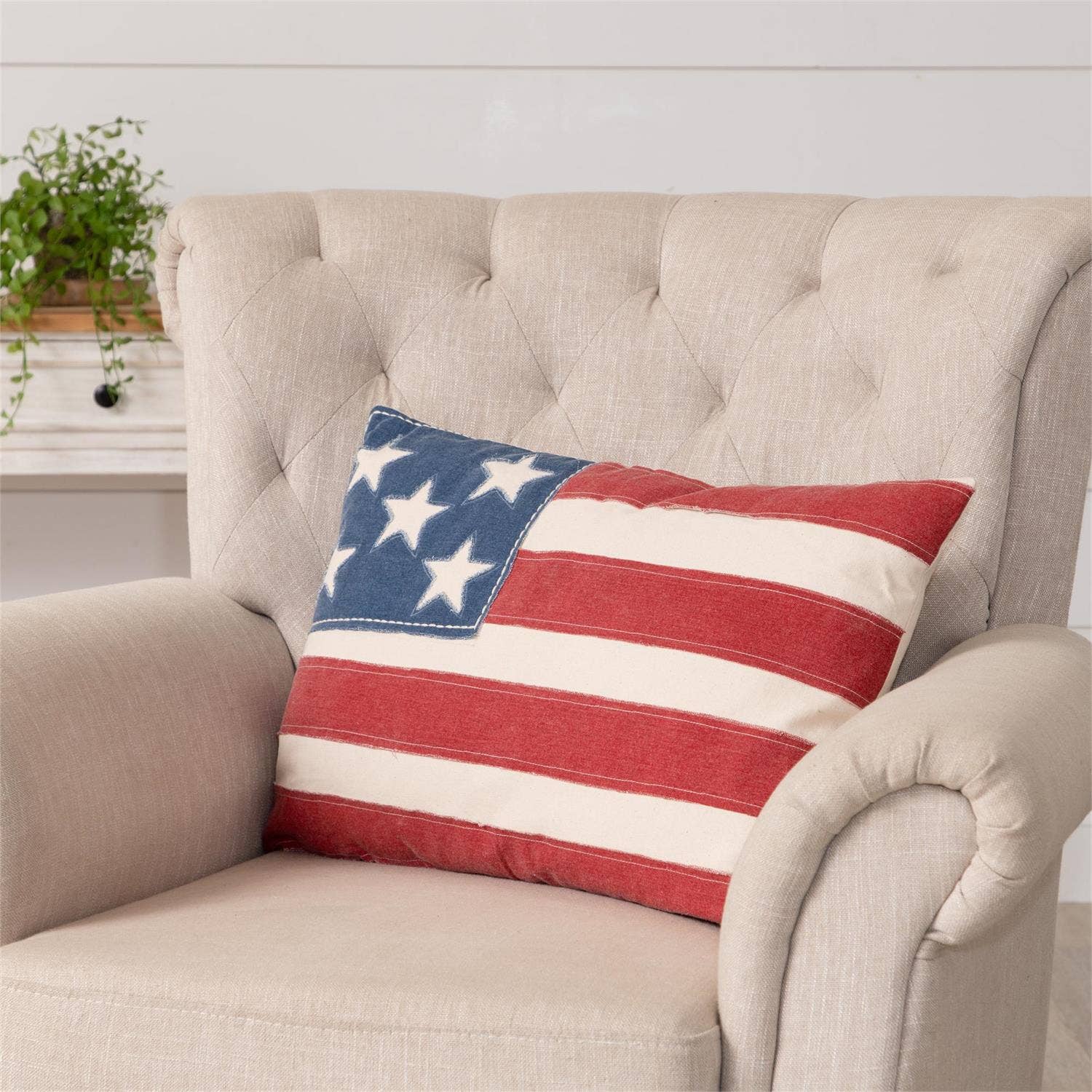 Patchy American Flag Pillow| Patriotic, USA