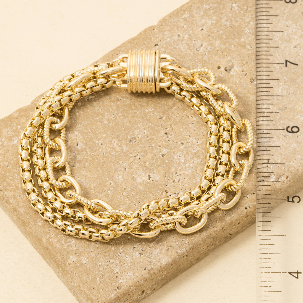 Assorted Chains Magnetic Lock Gold Plated Bracelet: GD