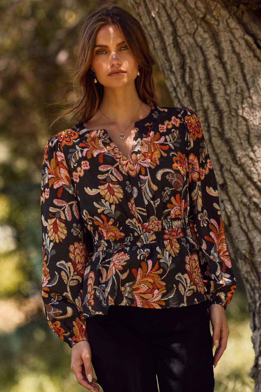 Floral Printed Peplum Style Blouse