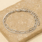 Gold Two Row Rope Chain And Oval Chain Bracelet