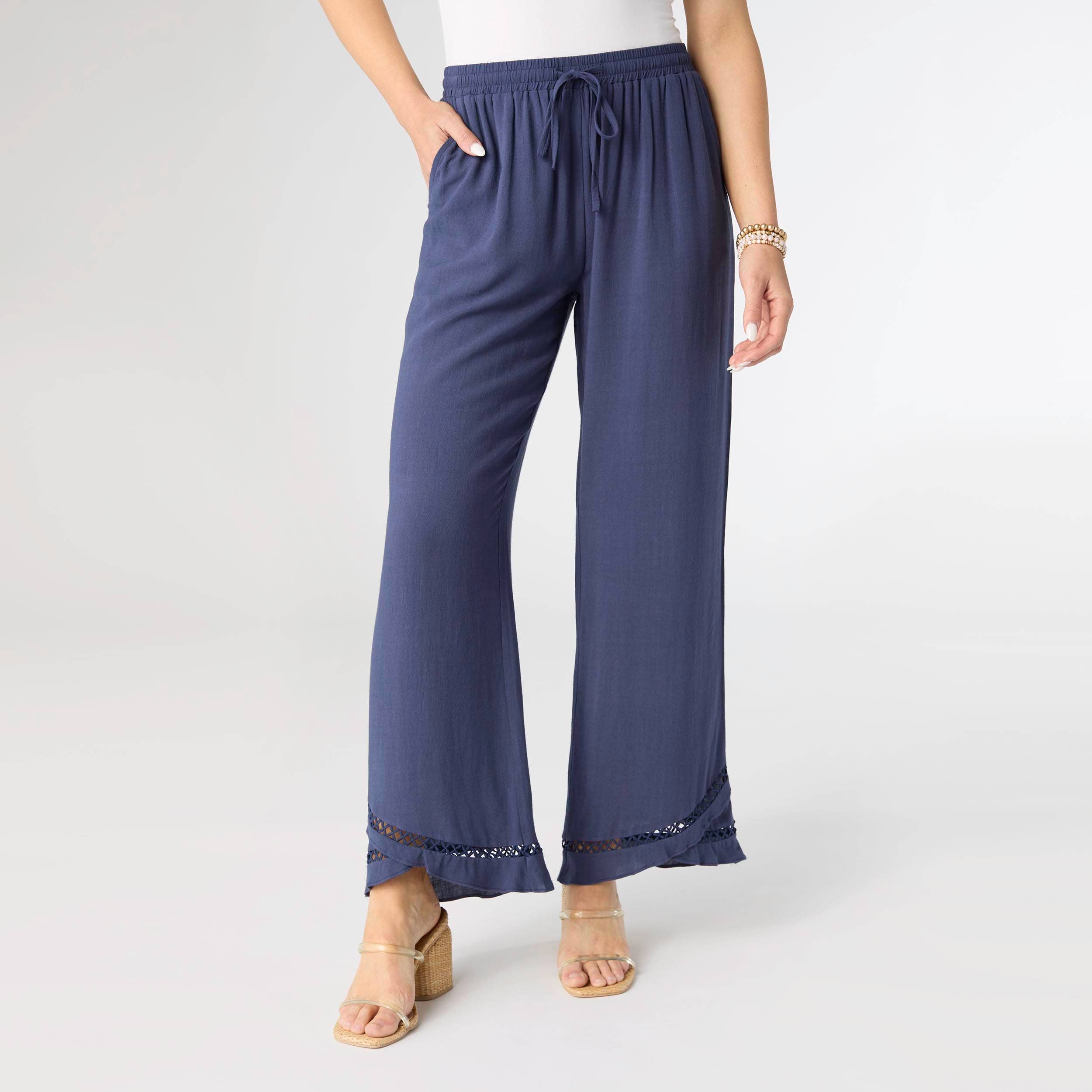 Layla Crossover Ruffle Pant: Patriot Blue