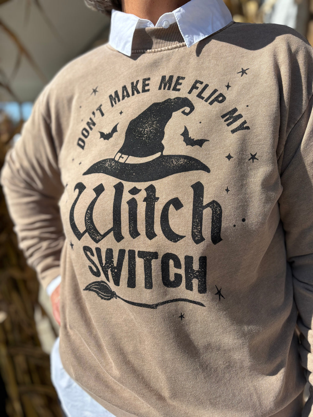 TAUPE WITCH SWITCH MINERAL GRAPHIC SWEATSHIRTS