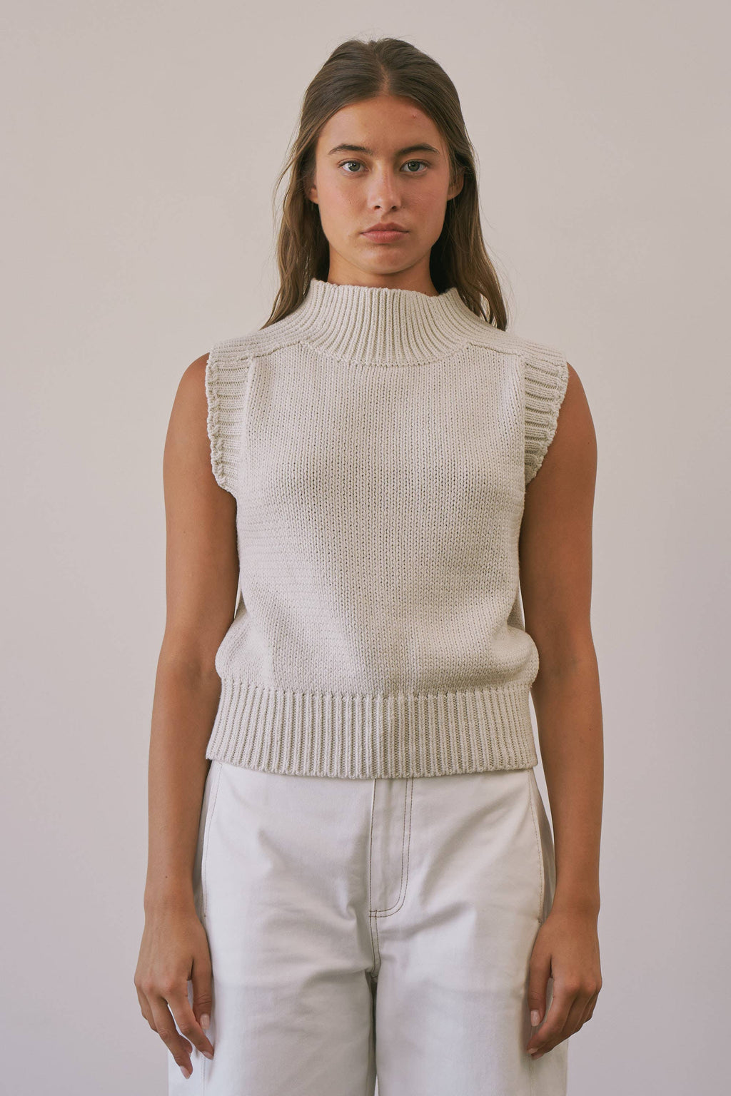 Choco Lexi Ribbed Mock Neck Sweater Vest