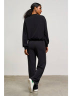 BLACK BRUSHED MODAL JACKET & PANTS SET