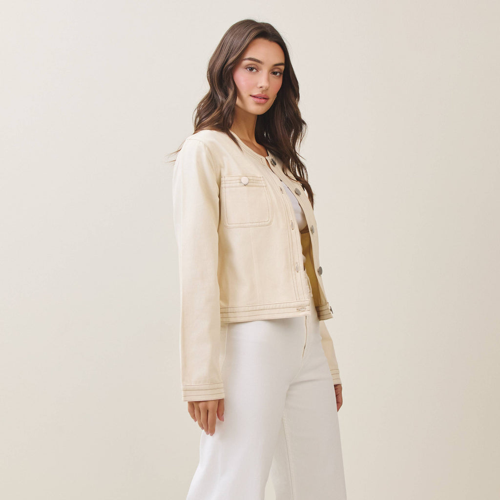Cotton twill jacket: CREAM