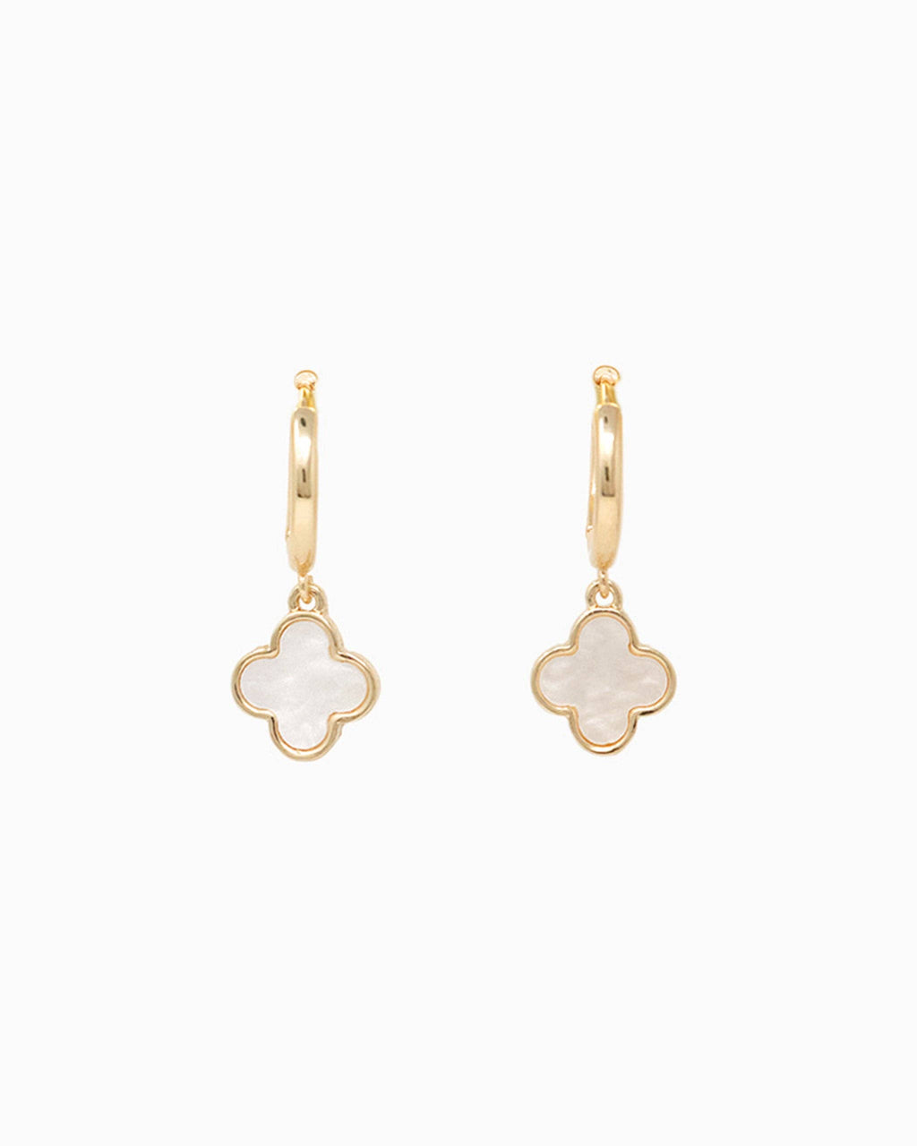 Mother of Pearl Clover Earring Set, Set of 3: White