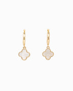 Mother of Pearl Clover Earring Set, Set of 3: White