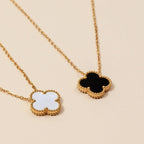 Floral Charm 18K Gold Dip Stainless Steel Necklace: White / One / B4JN001