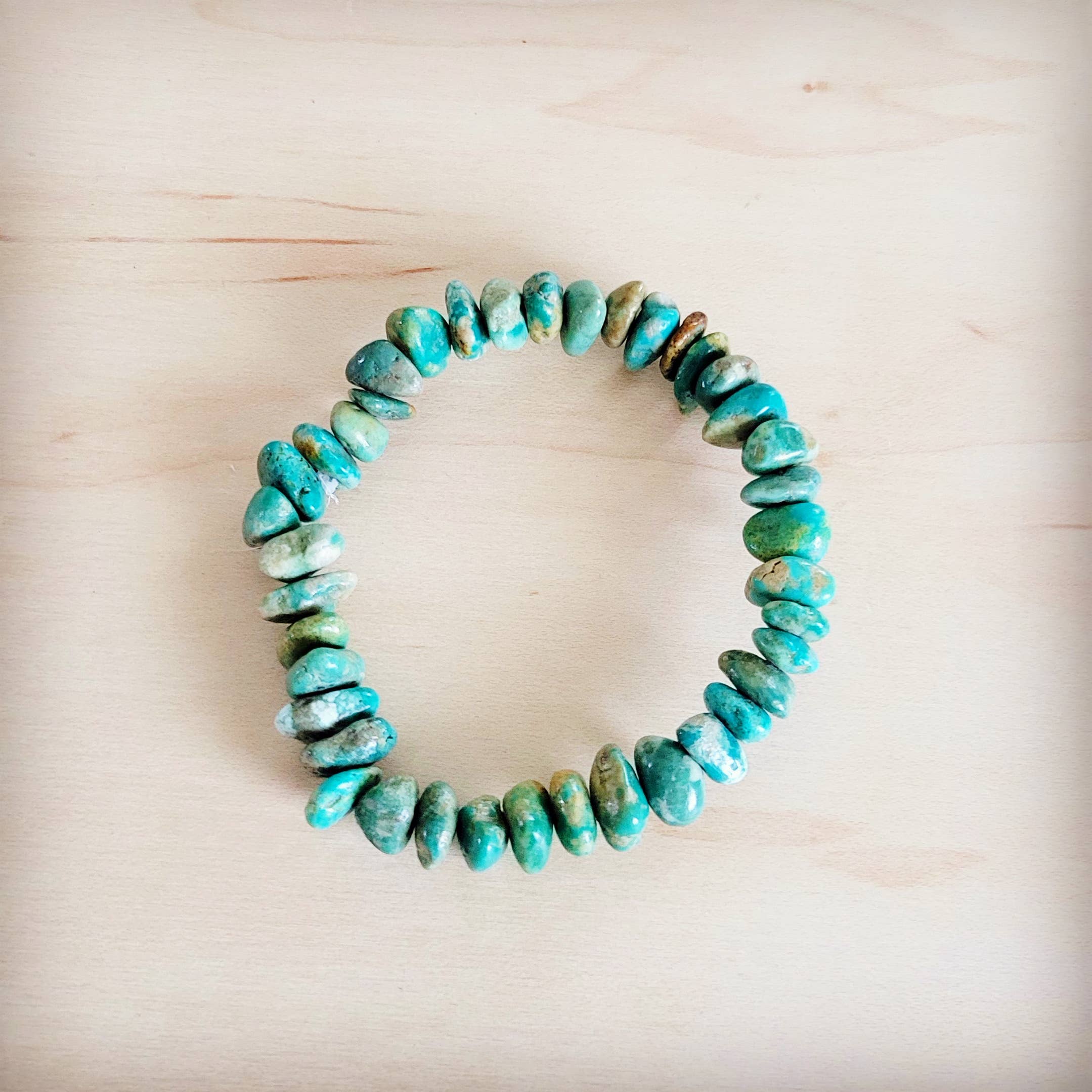 Chunky Genuine Natural Turquoise Beaded Bracelet 802b