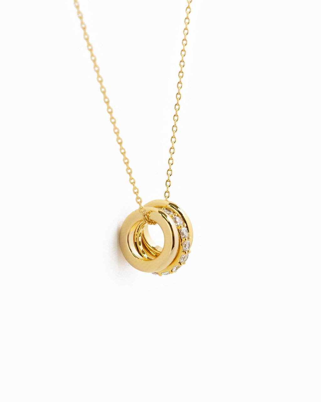 CZ Rondelle Charm Pendant Necklace: Yellow Gold