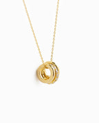 CZ Rondelle Charm Pendant Necklace: Yellow Gold