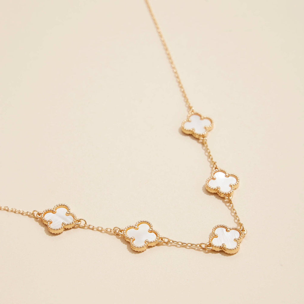 Gold Chain Necklace with Shell Inlay Charms: Black / One / 4SN11001
