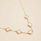 Gold Chain Necklace with Shell Inlay Charms: Gold/White / One / 4SN11001