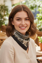 Classic Floral Print Bandana: Taupe