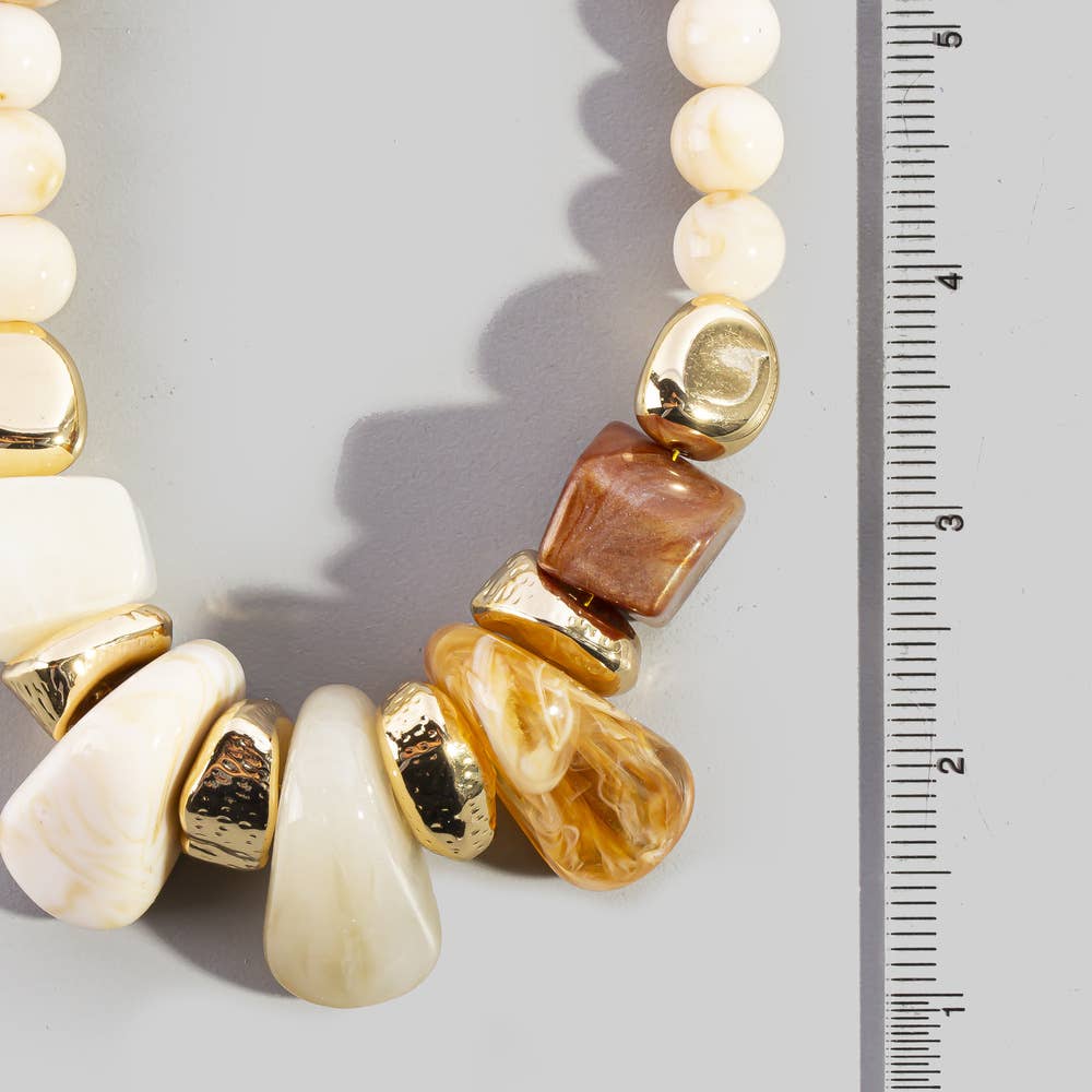 Chunky Statement Stone Bead Strand Necklace: GDBEG