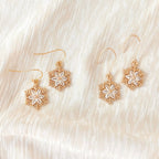 GOLD SNOWFLAKE HOOK EARRINGS | holiday earrings | Christmas : Regular 18k Fish Hook