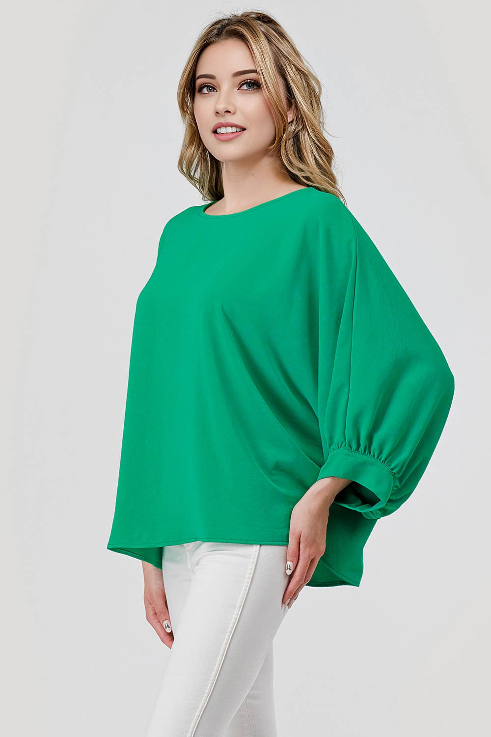 Green Capri Oversized Flowy Dolman Sleeve Top