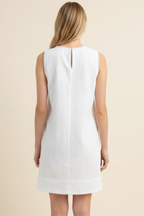White SEASIDE EMBROIDERED SLEEVELESS MINI DRESS