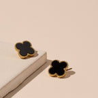 Stainless Steel Clover Stud Earrings: White / One / B4JE003