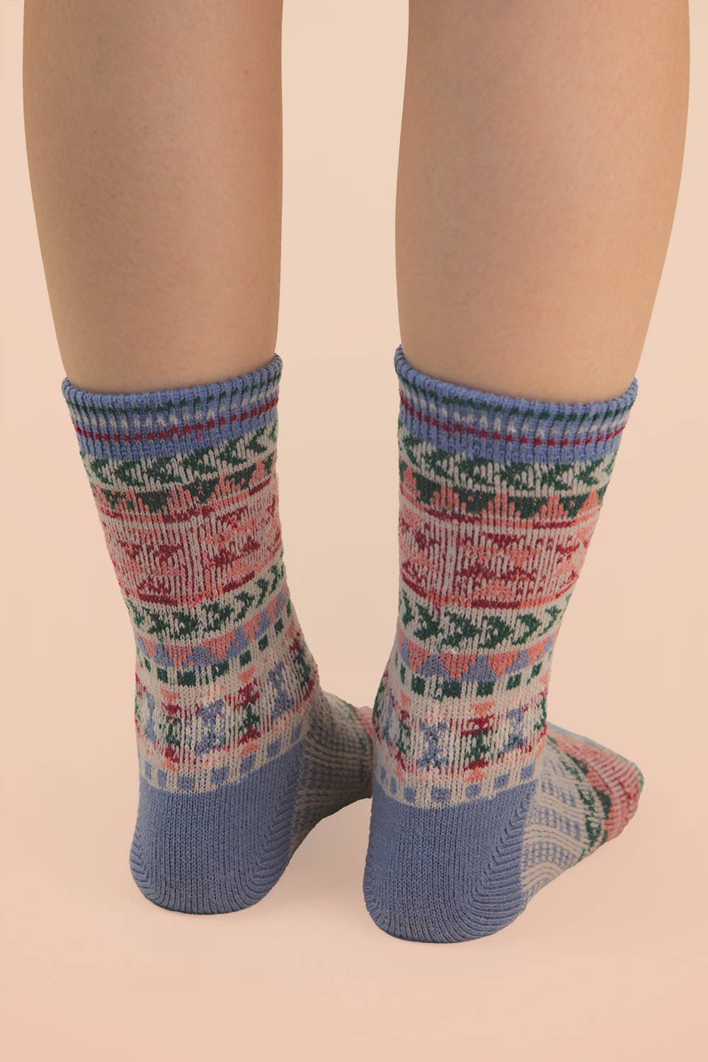 Geometric Graphic Crew Socks: SAGE