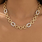 Two Tone Circle Link Chain Necklace: GS
