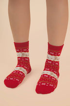 Christmas Graphic Crew Socks: OATMEAL
