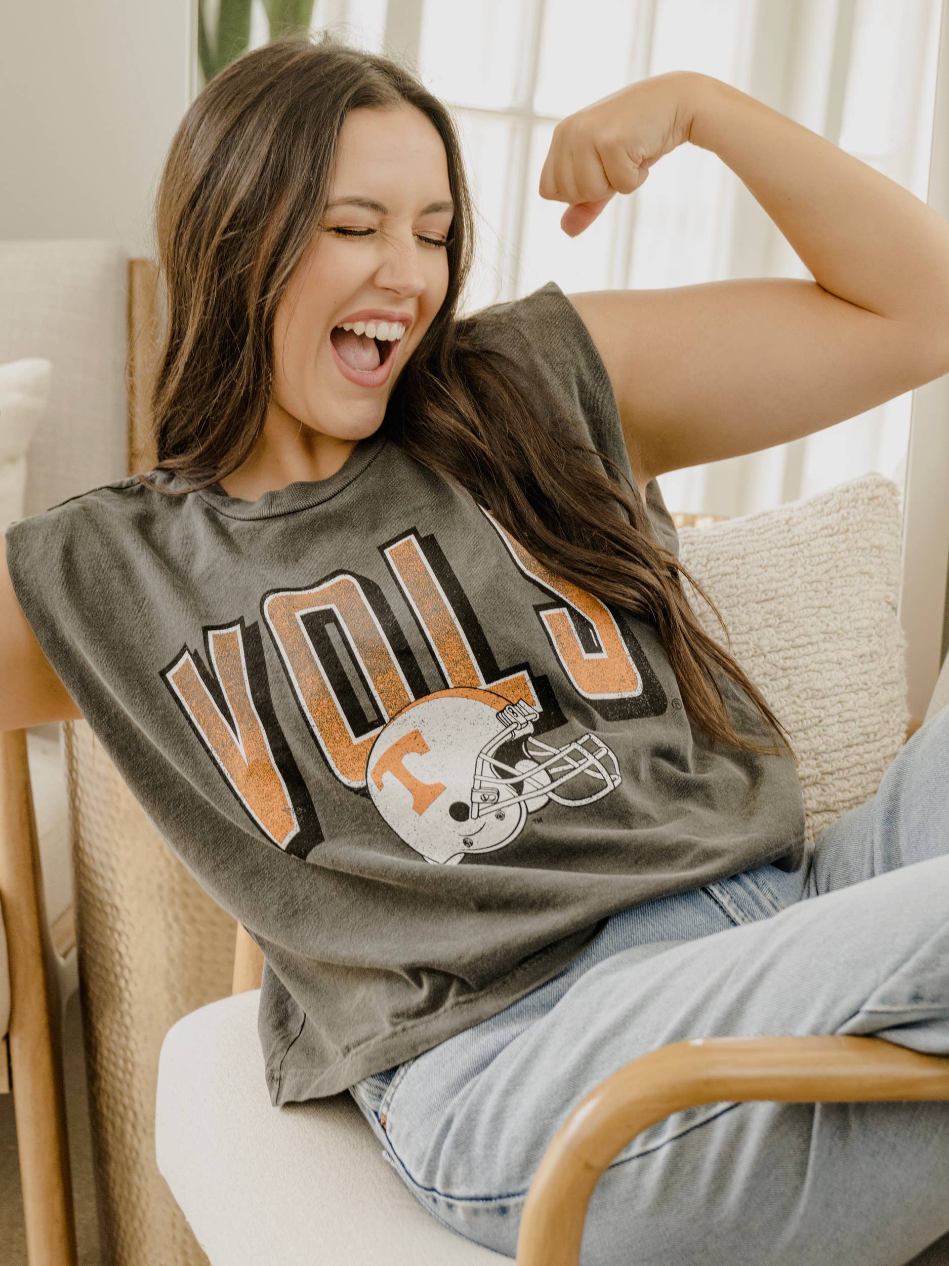 Tennessee Vols Helmet Fade Charcoal Tank Top