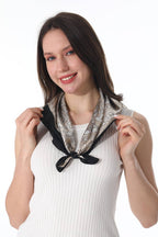 TEAL Vintage Paisley Satin Square Scarf Multi-use Neck Bandana