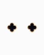 MOP Clover and CZ Stud Earring Set of 3: White