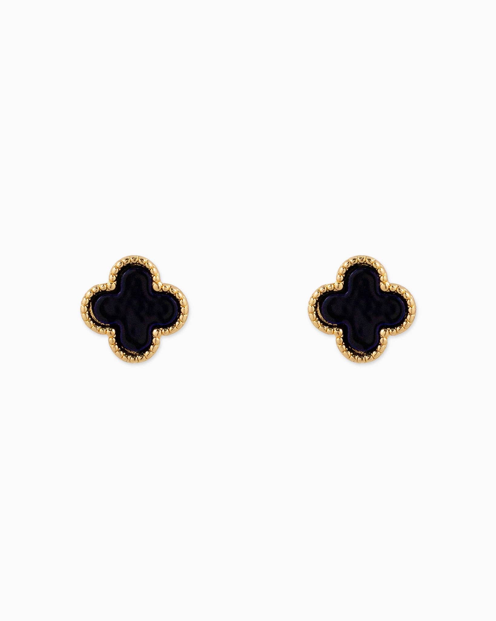 MOP Clover and CZ Stud Earring Set of 3: White